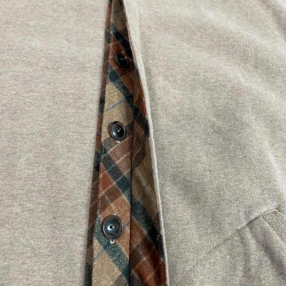 Pendleton Fleece Bomber Jacket Mens Large Wool Plaid Trim Button Front Beige - Picture 5 of 9